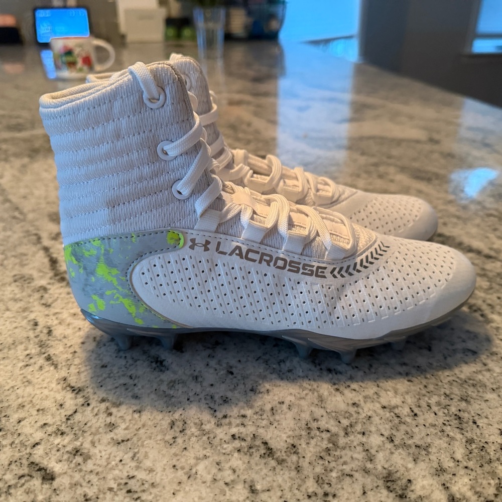 Under Armour Kids Lacrosse Sneakers - White and Green